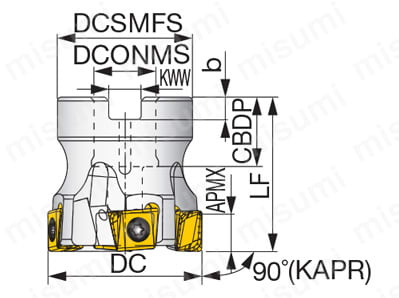 直角肩加工用カッタ TecMill TPM16形 外形図01