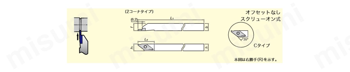 外径溝入れ加工用バイト Jシリーズ JSVGR／L形 | タンガロイ | MISUMI