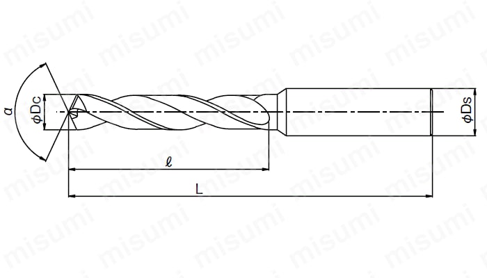 VPH-GDS-0.51 | 調質鋼用粉末ハイス スタブ形 VPH-GDS 穴径(ドリル径