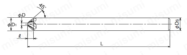 3刃ロングシャンク面取りカッタ（ネガタイプ） LS-HSCT-N | オーエスジー | MISUMI(ミスミ)