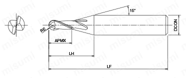 2刃 ボールエンド形（強力タイプ） WXL-HS-EBD | オーエスジー