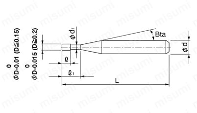 HLS2000 HMコート 2枚刃 ロングネックスクエアエンドミル 外形図-1