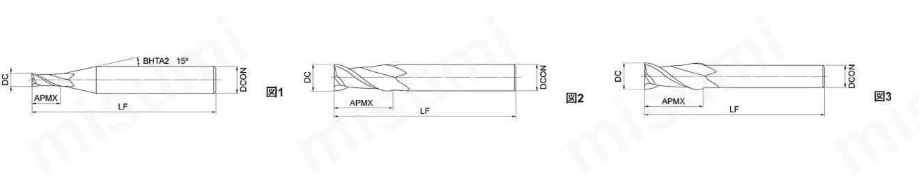 DLC2MA 2枚刃DLCコートエンドミル（M） | 三菱マテリアル | MISUMI(ミスミ)