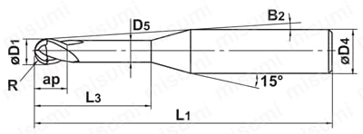 CRN2XLBR0025N060S04 | CRN2XLB 銅電極加工用2枚刃CRNコートロング
