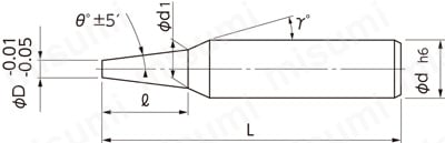 テーパーエンドミル　NTE-2 外形図