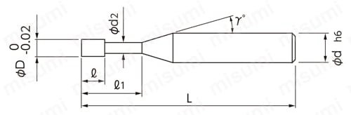 NHR-2 ロングネックエンドミル(深リブ用)　外形図