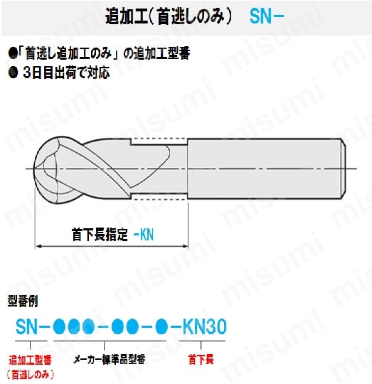 MSBH230 高硬度用2枚刃ボールエンドミル | 日進工具 | MISUMI(ミスミ)