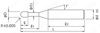 MRB230SF 無限コーティング ショートシャンクロングネックボールエンドミル(焼きばめ用) 外形図