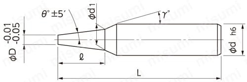 Xコーティング　テーパーエンドミル NTE-2X 外形図