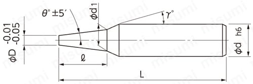 Xコーティング　テーパーエンドミル NTE-4X 外形図