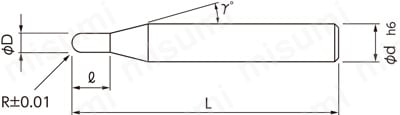 ミニチュアボールエンドミル NCB-2 外形図