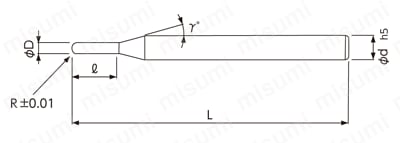 アルミ用ボールエンドミル ALB225 外形図1