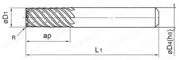 VF8MHVRBCH インパクトミラクルエンドミル 外形図