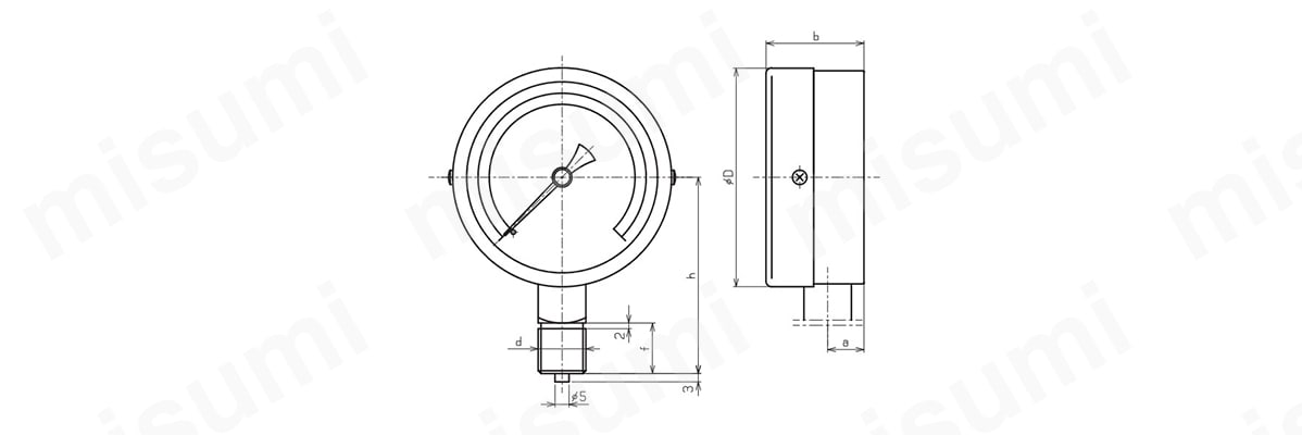 AT1/4X60X-0.1MPA | 汎用圧力計（A枠立型・φ60） | 右下精器製造