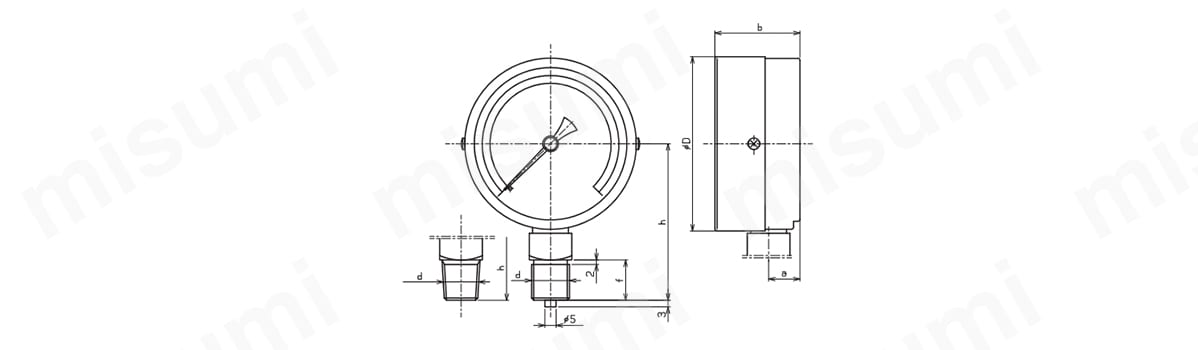 G211-161-2.5MP | ステンレス圧力計（A枠立型・φ60） | 右下精器製造