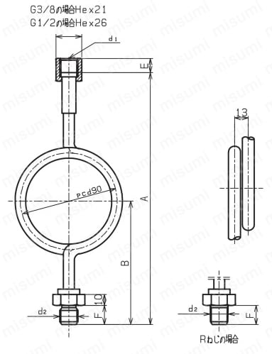 MS10-333 | 圧力計用アクセサリー“本式サイホン管” | 右下精器製造