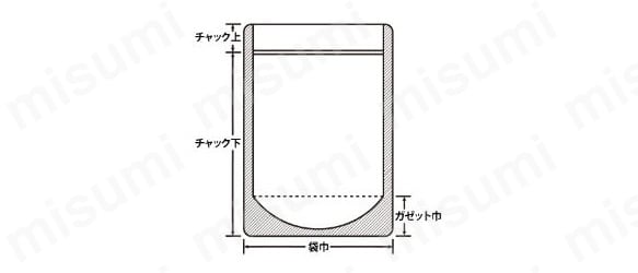 ラミジップ　スタンドタイプ　ナイロン寸法図。