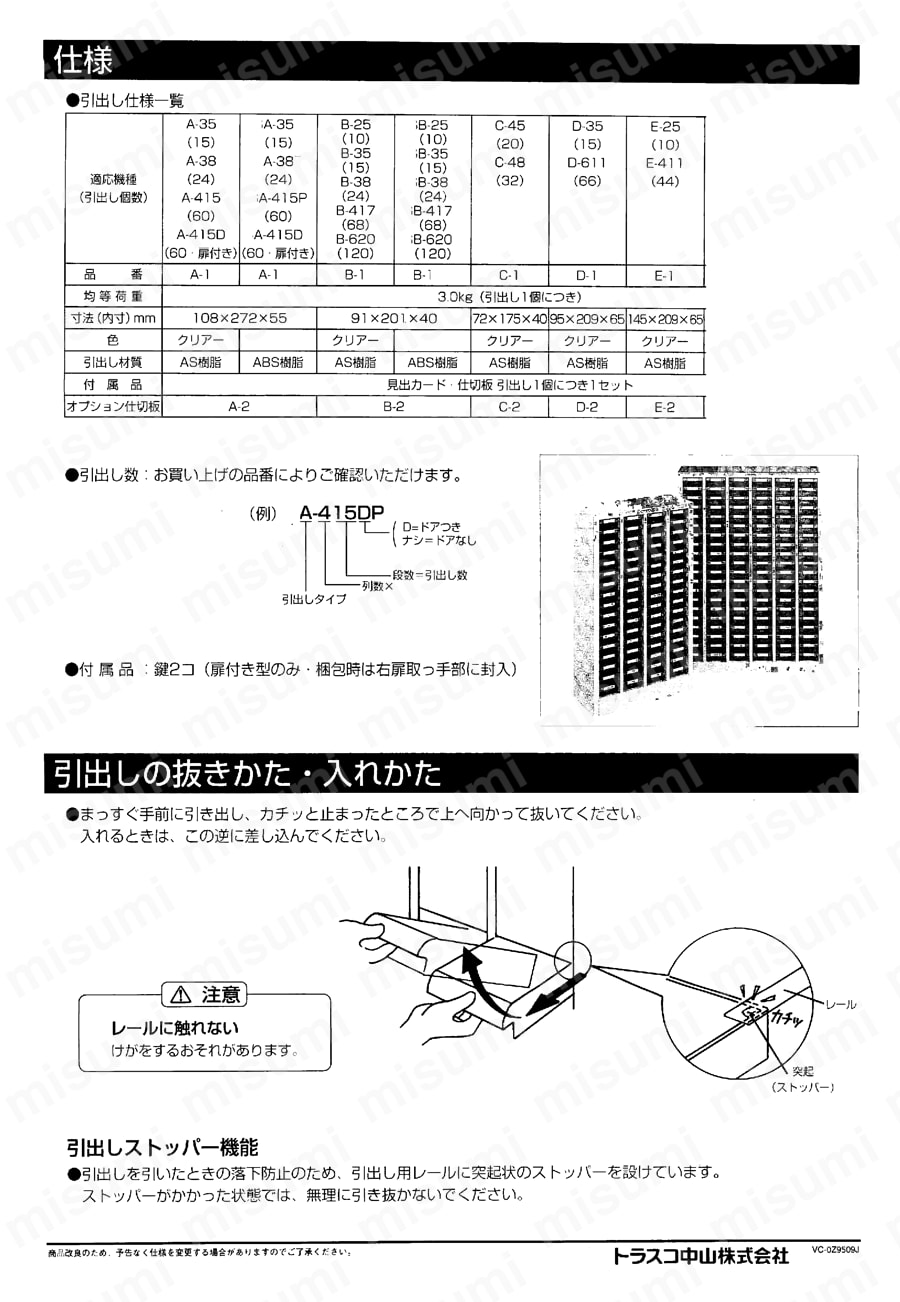 A-415 | バンラックケース A型 | トラスコ中山 | ミスミ | 501-9567