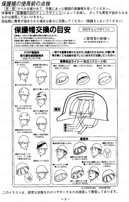 TRUSCO ヘルメット（高通気タイプ） 取扱説明書-5