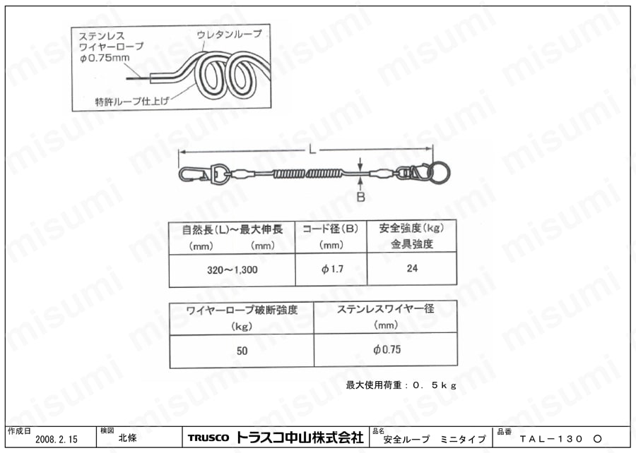 安全ループ(ミニタイプ) 図面