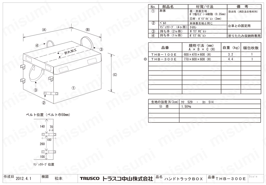 THB-100E | ハンドトラックボックス（蓋無し・蓋付・保冷タイプ