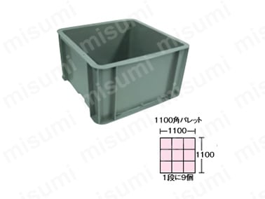TP-332:FH（底面フラットタイプ・グレー） 1,100角パレット1段に9個