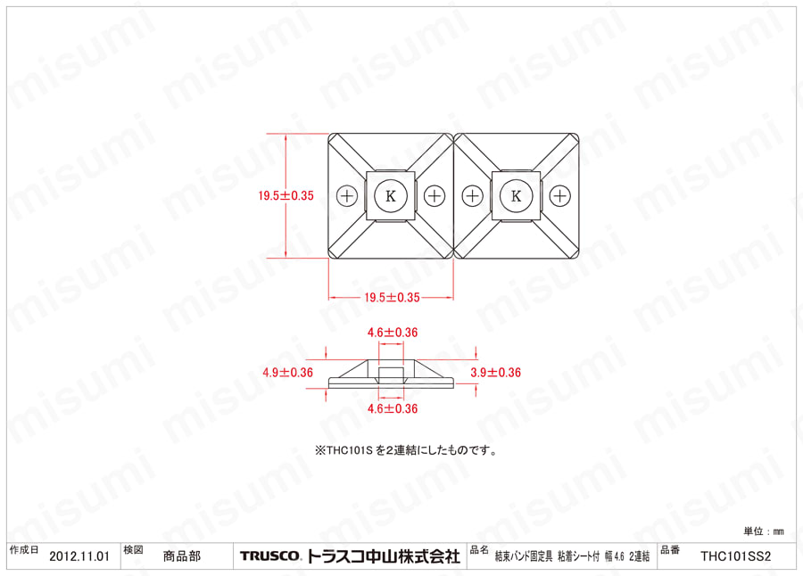 THC-25 | 結束バンド固定具（粘着シートタイプ） | トラスコ中山