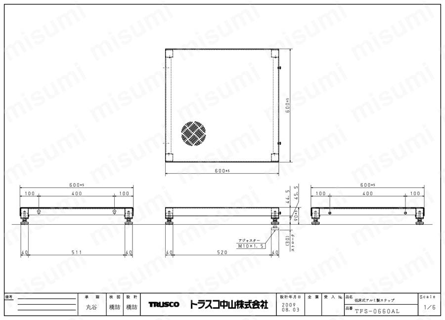 TFS-0945AL | アルミステップ （縞板・耐水・耐油タイプ） | トラスコ