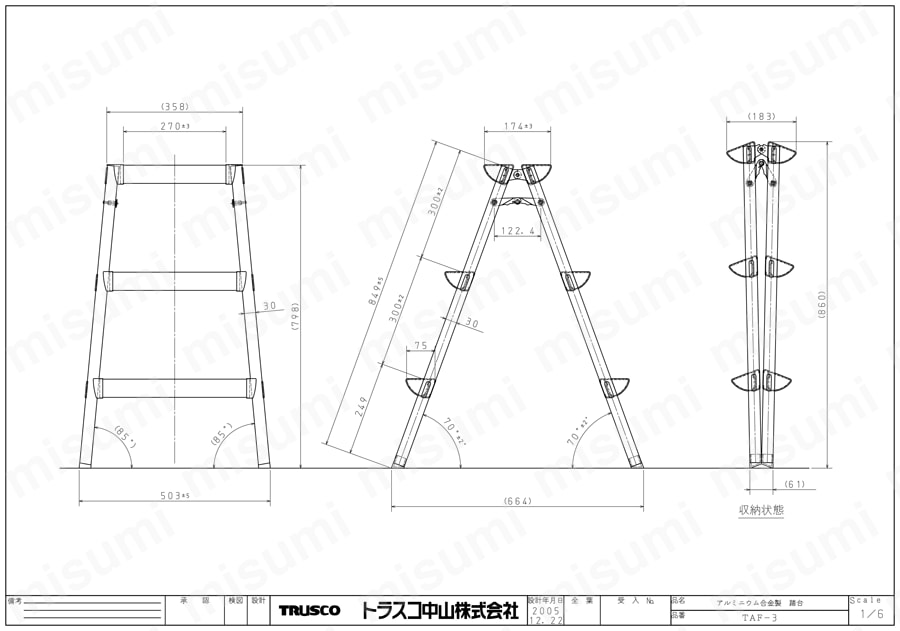 TAF-3 | アルミ製踏台（軽作業用・脚カバー付） | トラスコ中山