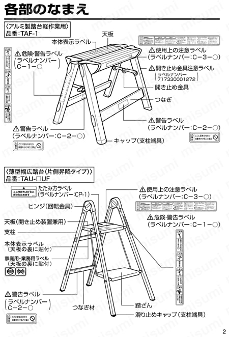 TAF-3 | アルミ製踏台（軽作業用・脚カバー付） | トラスコ中山