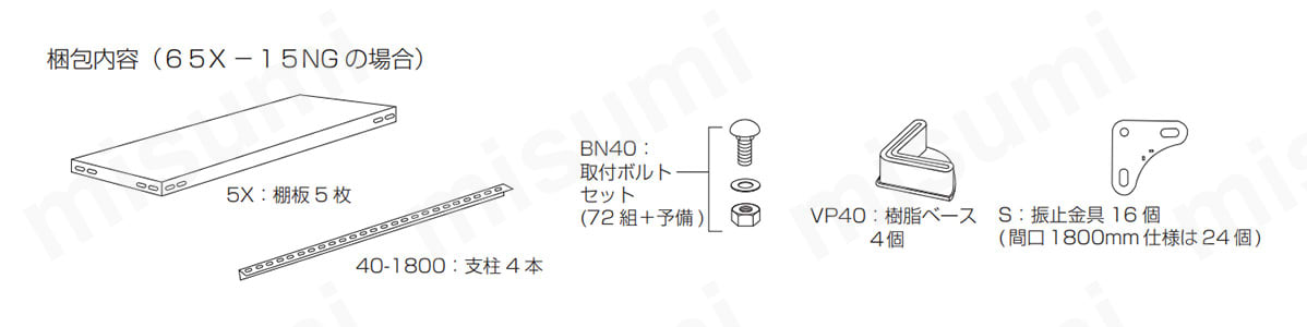 軽量棚 追加・交換用棚板（取付ボルト付） | トラスコ中山 | MISUMI