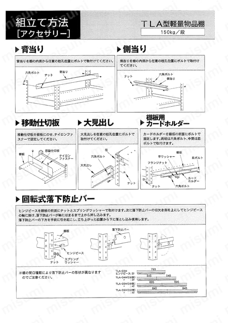 軽中量棚 TLA型 （開放型・150kgタイプ､高さ1200mm） | トラスコ中山