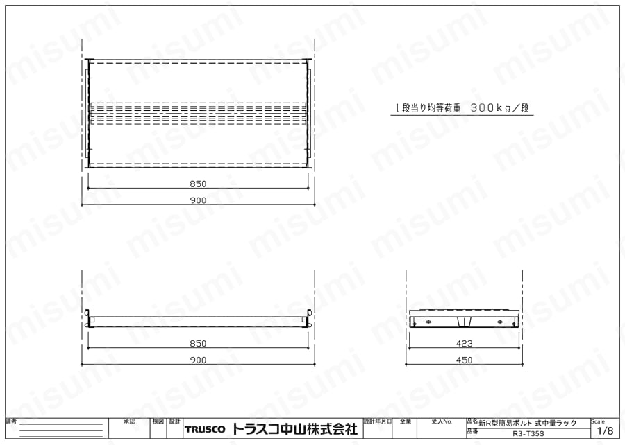 憧れの 中量ボルト式棚 R3型用追加棚板（中受金具付） | トラスコ中山 タイムセール