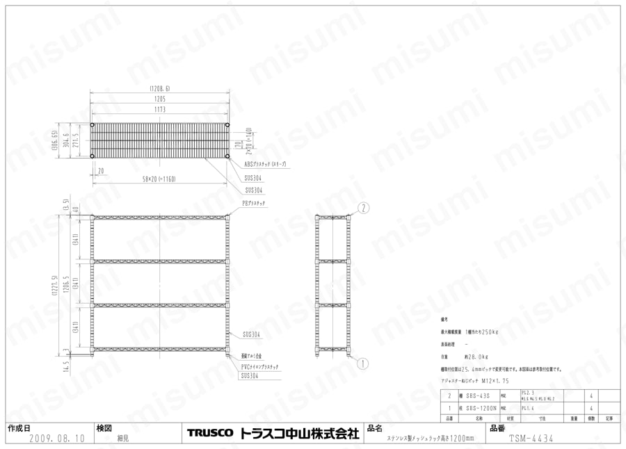 ステンレス製メッシュラック SUS304（奥行300,450,600mm） | トラスコ