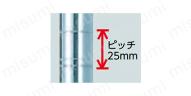 支柱 棚板は25mmピッチで移動が可能。