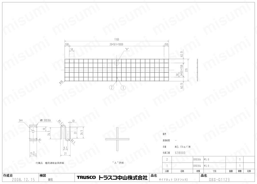 【SALE／37%OFF】 ステンレス製サイドネット（SUS304） | トラスコ中山 | MISUMI タイムセール