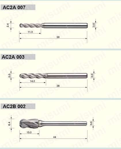 AC1C105 | MRA超硬バー ACシリーズ（アルミ用） | MRA | ミスミ | 105-5151