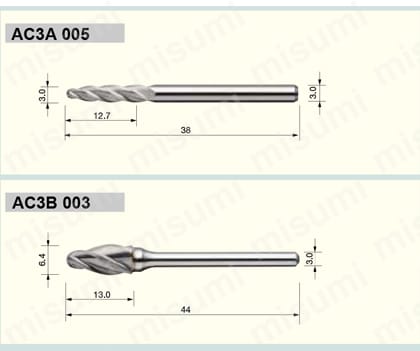AC5A011 | MRA超硬バー ACシリーズ（アルミ用） | MRA | ミスミ | 342-2593
