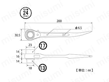 Mラチェットおまとめ ラチェットレンチ TOP工業 ショートラチェットレンチ 19×21mm