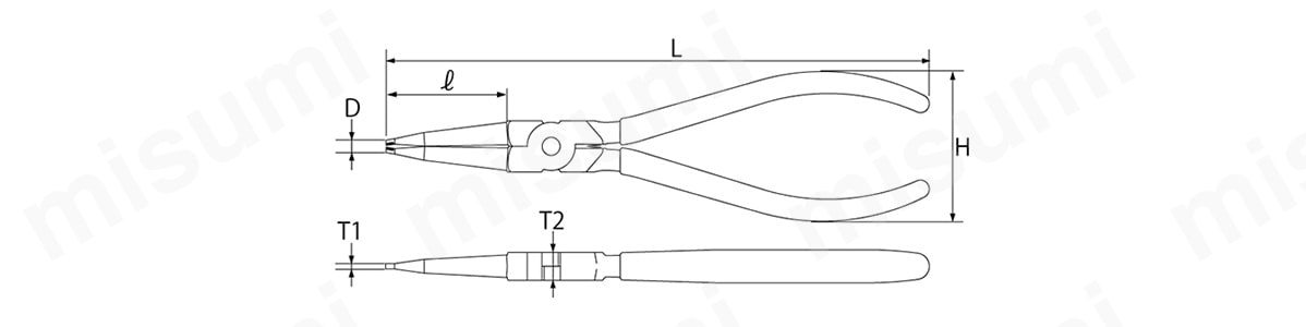 HS-175 | スナップリングプライヤ ホール用ストレート（穴用直爪） | トップ工業 | ミスミ | 359-8039