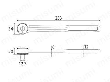 ラチェットハンドル（差込角9.5mm・12.7mm） | トップ工業 | MISUMI