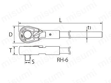 ラチェットハンドル（差込角9.5mm・12.7mm） | トップ工業 | MISUMI