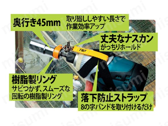 電動ドリル用落下防止ソケット(ストラップ付):関連画像