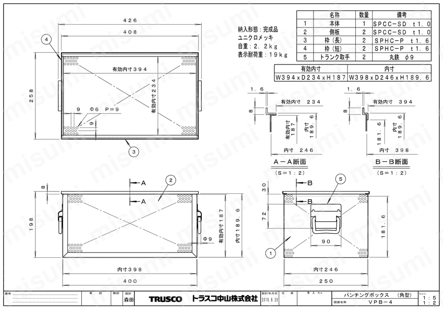 角型パンチングBOX | トラスコ中山 | MISUMI(ミスミ)