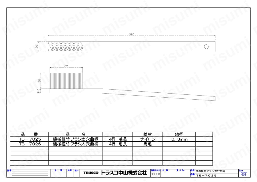 機械植竹ブラシ 曲柄 | トラスコ中山 | MISUMI(ミスミ)