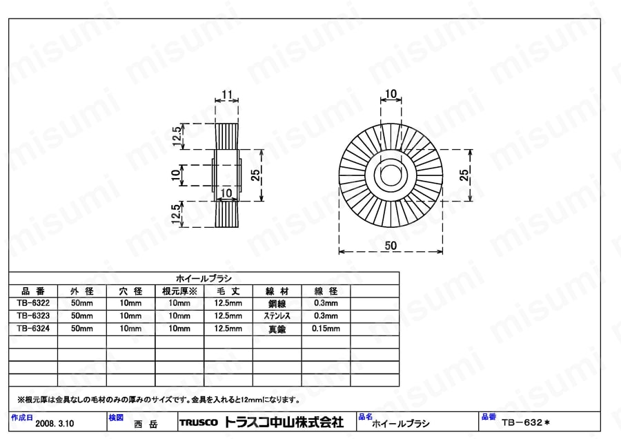 ホイールブラシ ステンレス線  図面3