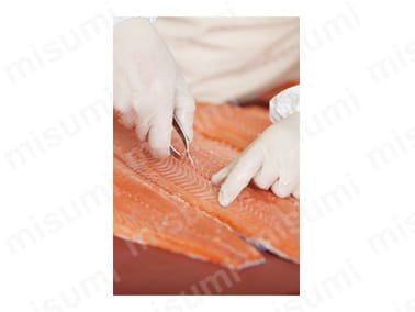極薄手袋「粉付」に使用している粉末は、天然植物由来の原料のため、あらゆる用途に使用可能。