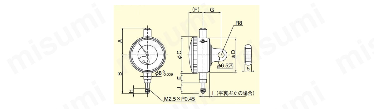 TM-35-02D 小形ダイヤルゲージ（耳金付裏ぶたタイプ・平裏ぶたタイプ） テクロック ミスミ 102-8278