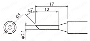 温調はんだこて交換コテ先  外形図2