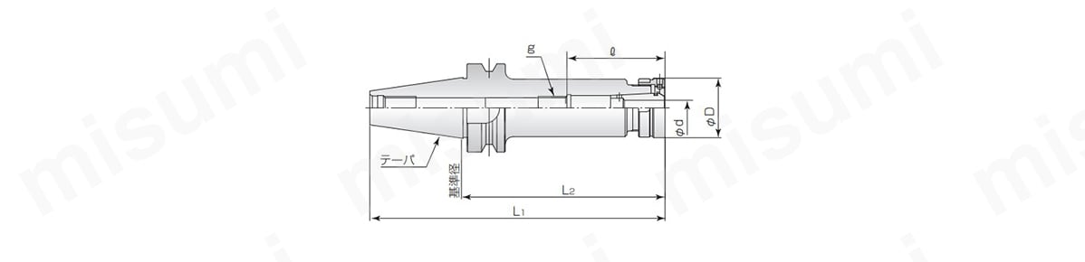 BT40スーパーG1チャックの寸法図